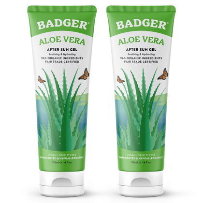 Badger front packaging 4 fl oz tube showing clear organic branding and easy-squeeze benefit