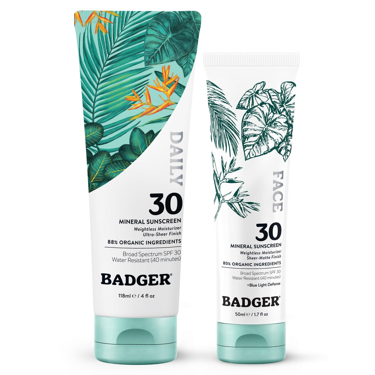 Badger front packaging showing face and body combo, easy daily protection