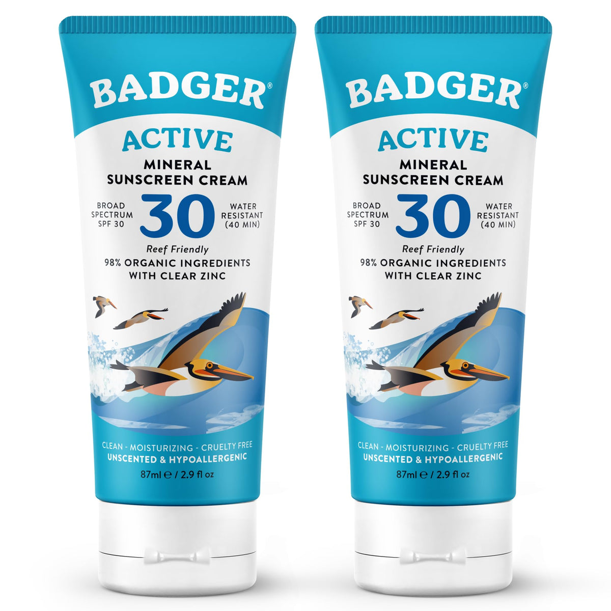 Badger front packaging SPF 30 tube showing label and size for travel convenience