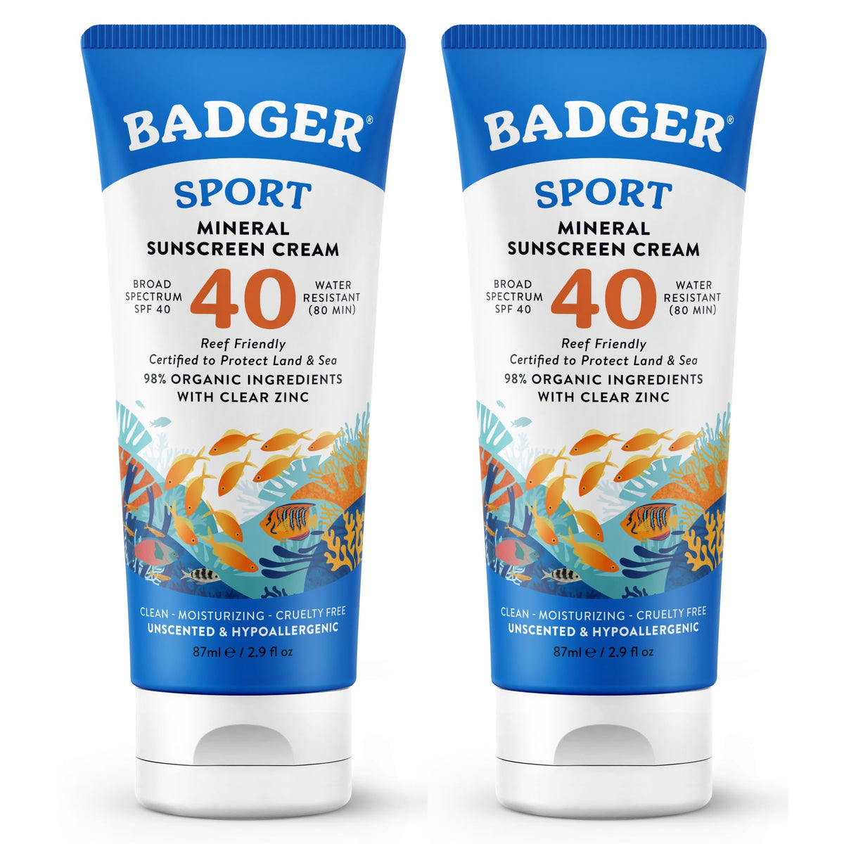Badger front packaging showing SPF 40 and sport protection benefit