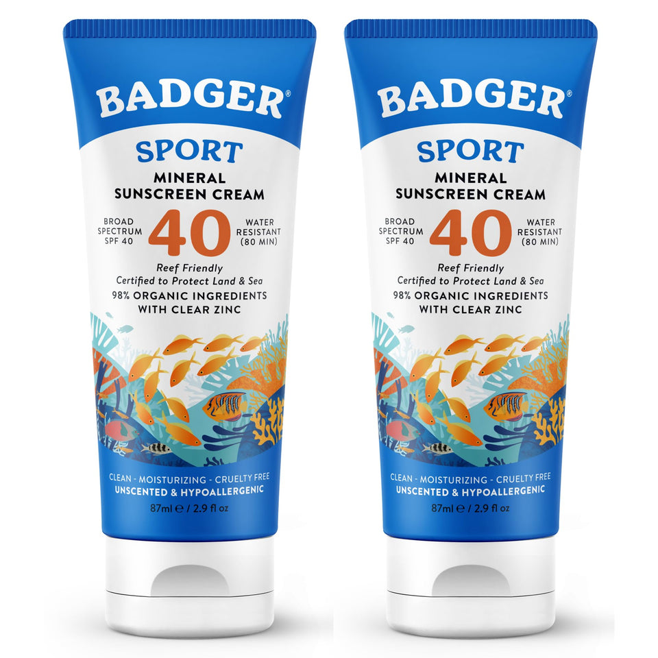 Badger front packaging showing SPF 40 and sport protection benefit