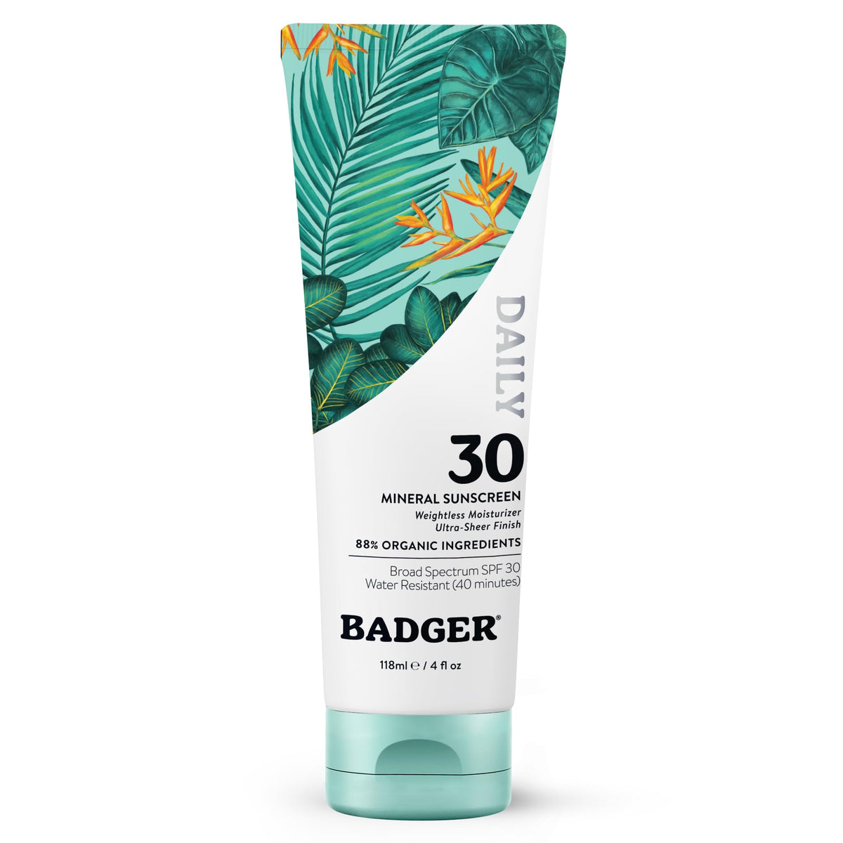 Badger front packaging showing SPF 30 and unscented benefit
