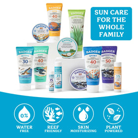 Badger ingredients display with butters and oils supporting hydration