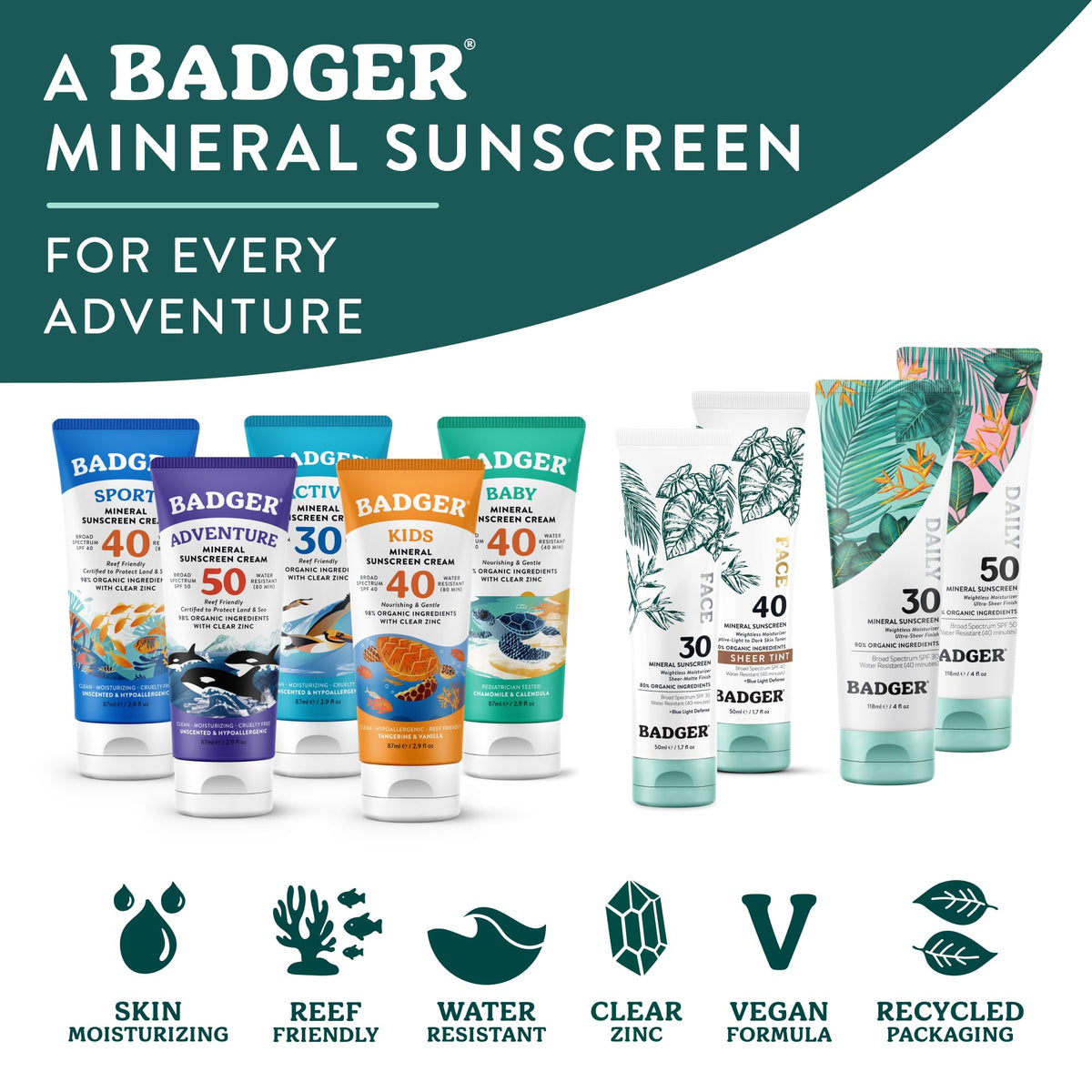 Badger ingredient visual with seaweed and vitamin E for environmental protection