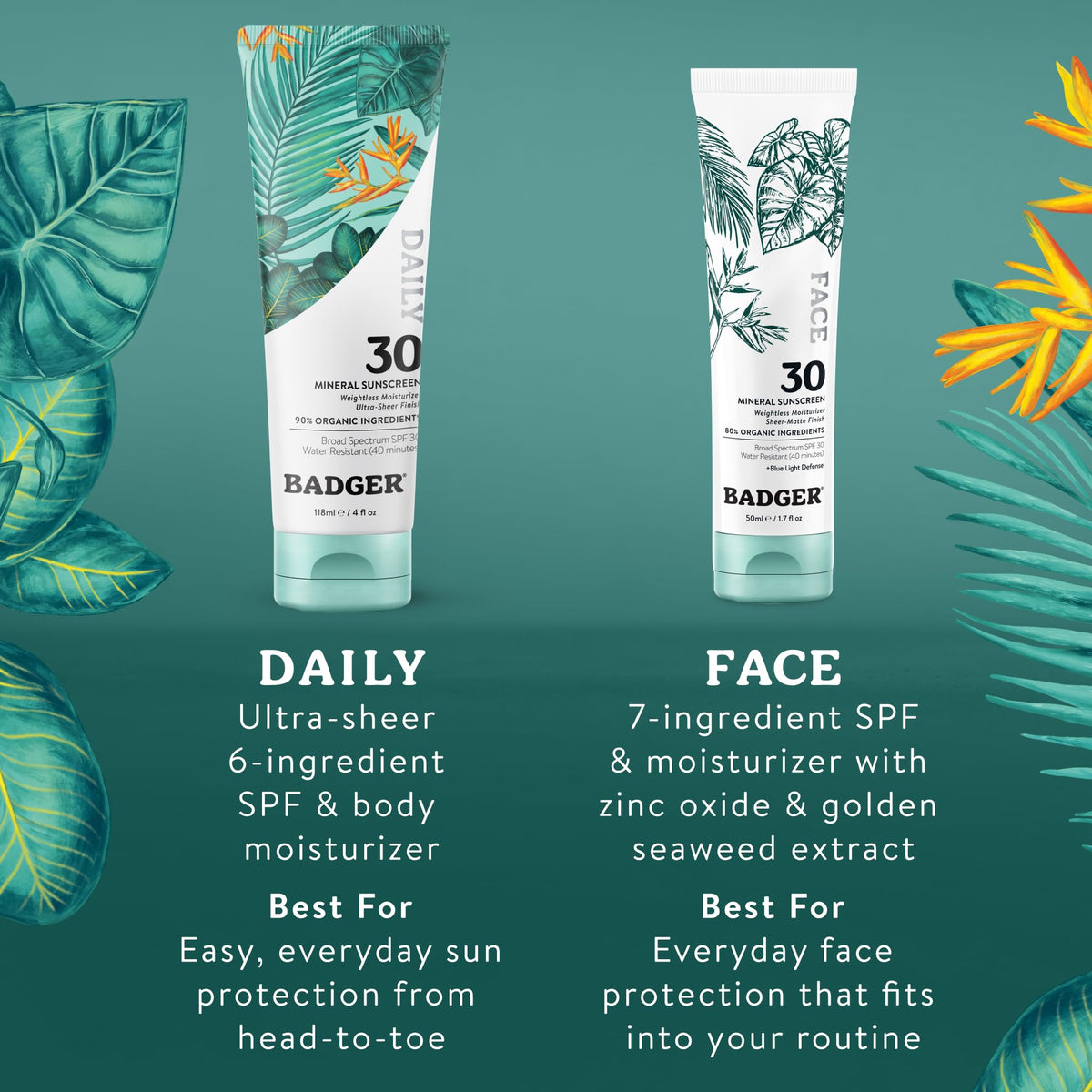 Badger product label highlighting organic ingredients and benefits