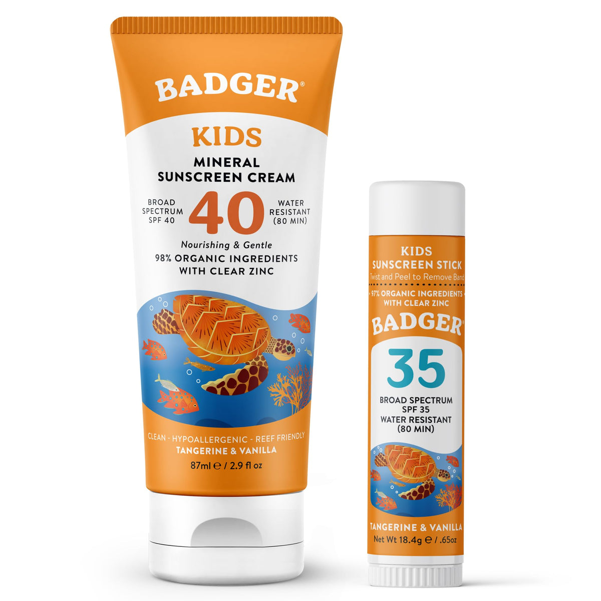 Badger SPF 40 cream front packaging showing product and benefits