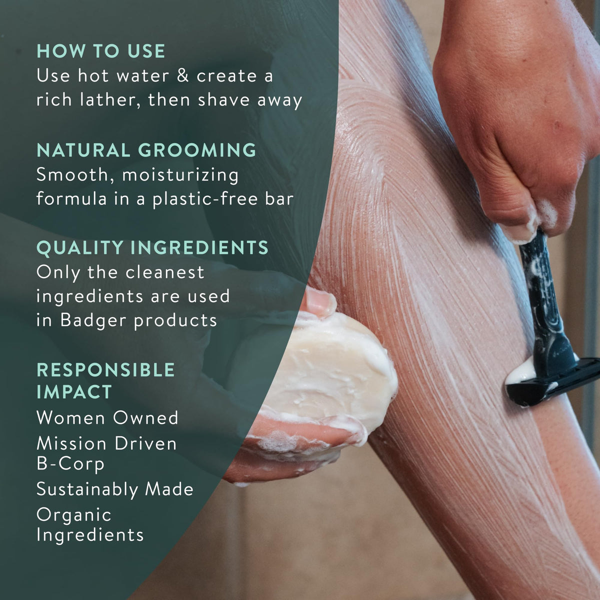 Badger label highlighting organic ingredients and ethical certifications