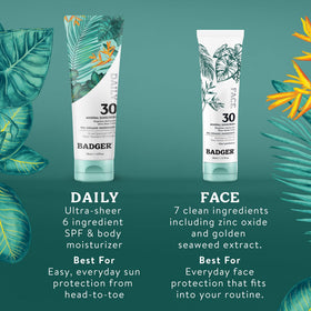Badger sunscreen in a beach bag, convenient protection for outings