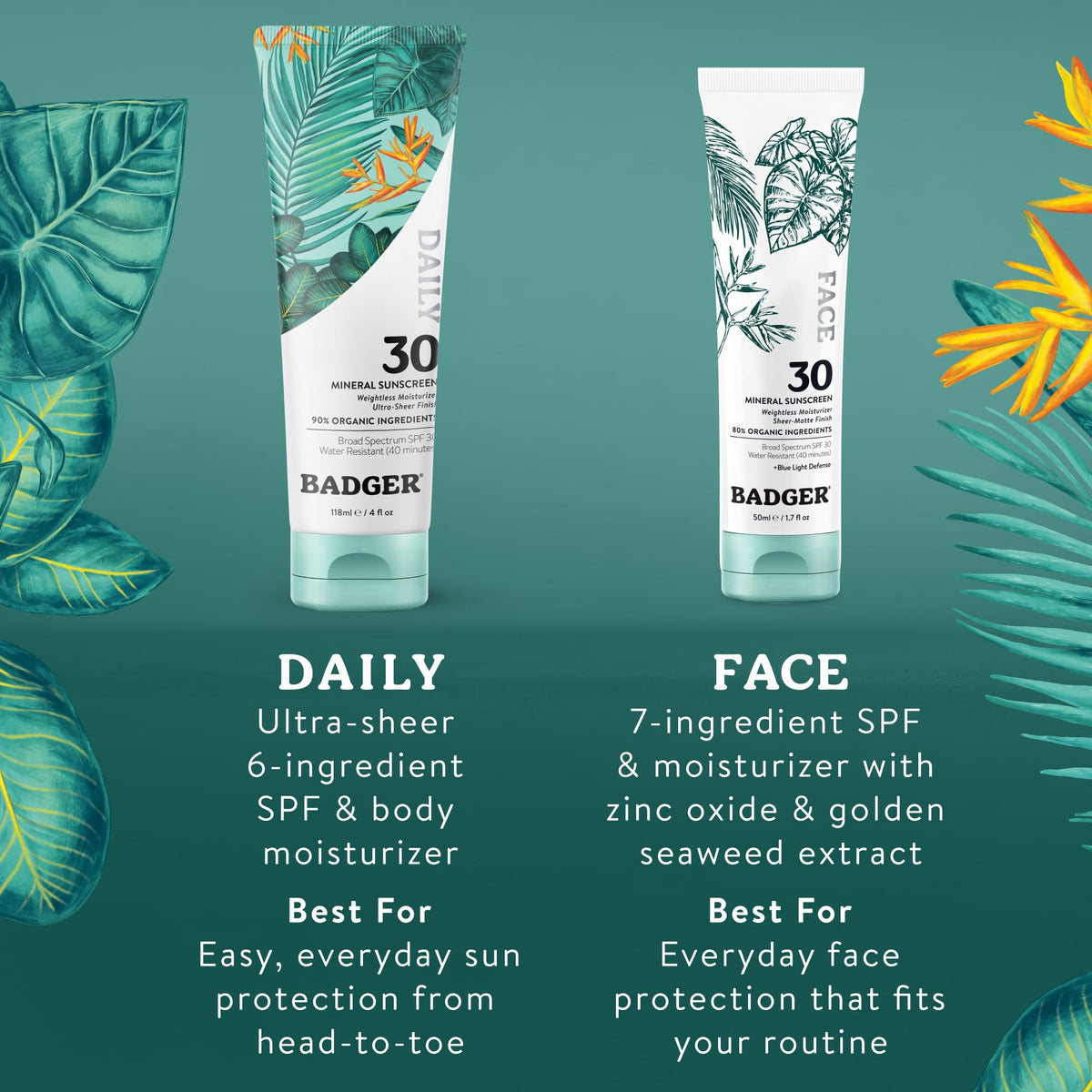 Badger sunscreen in beach setting illustrating reef-safe protection