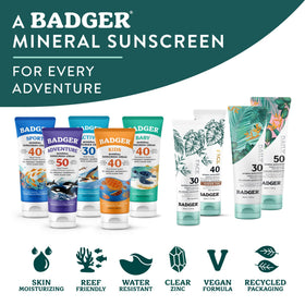 Badger sunscreen outdoors illustrating reef-safe, active use