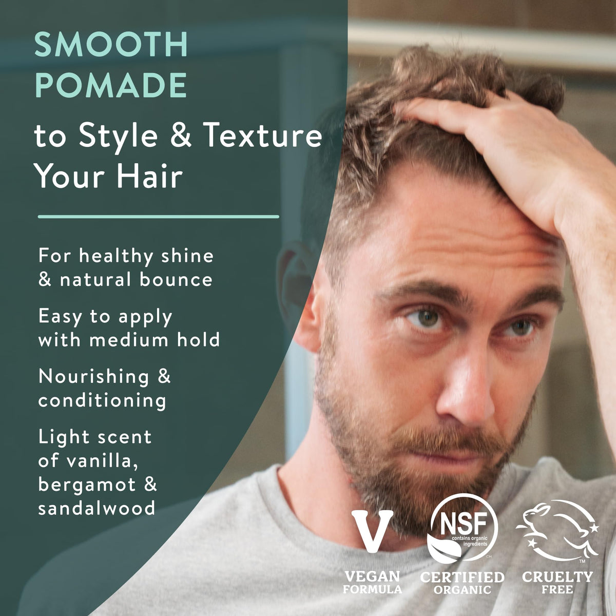 Badger open tin texture showing creamy pomade, easy-to-work consistency benefit
