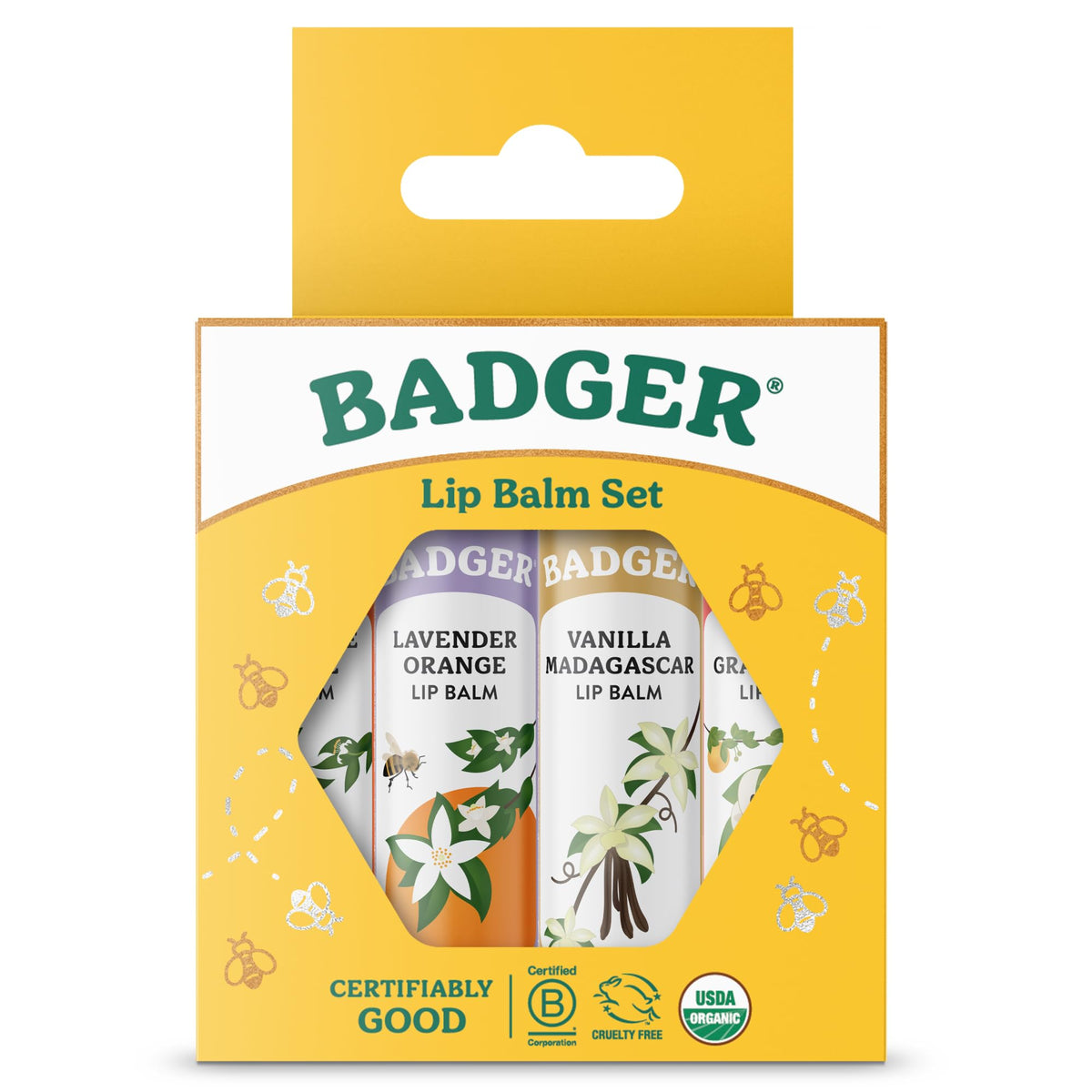 Badger open tubes showing all four flavors for variety and daily rotation