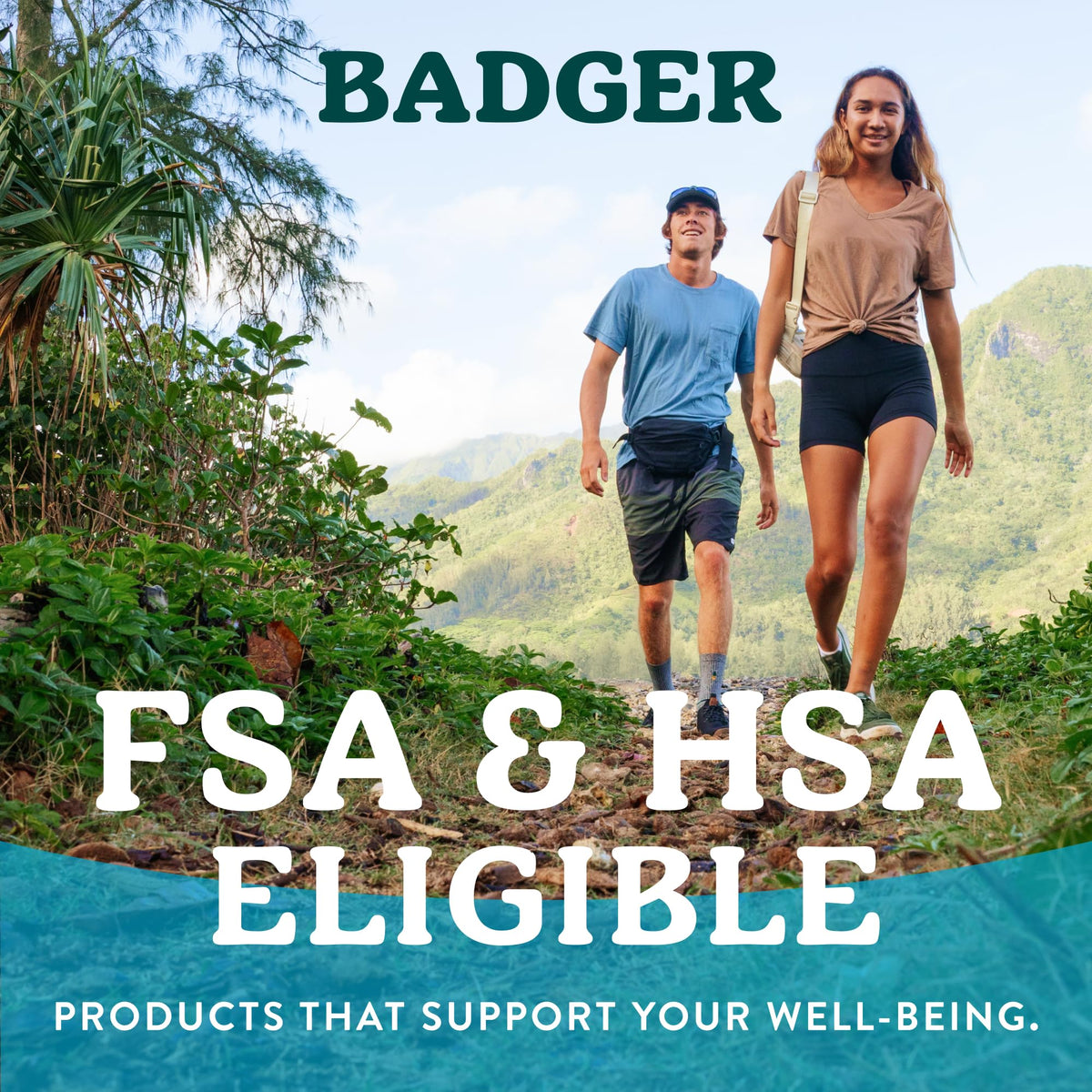 Badger packaging with recycled look emphasizing sustainable, solar-powered production