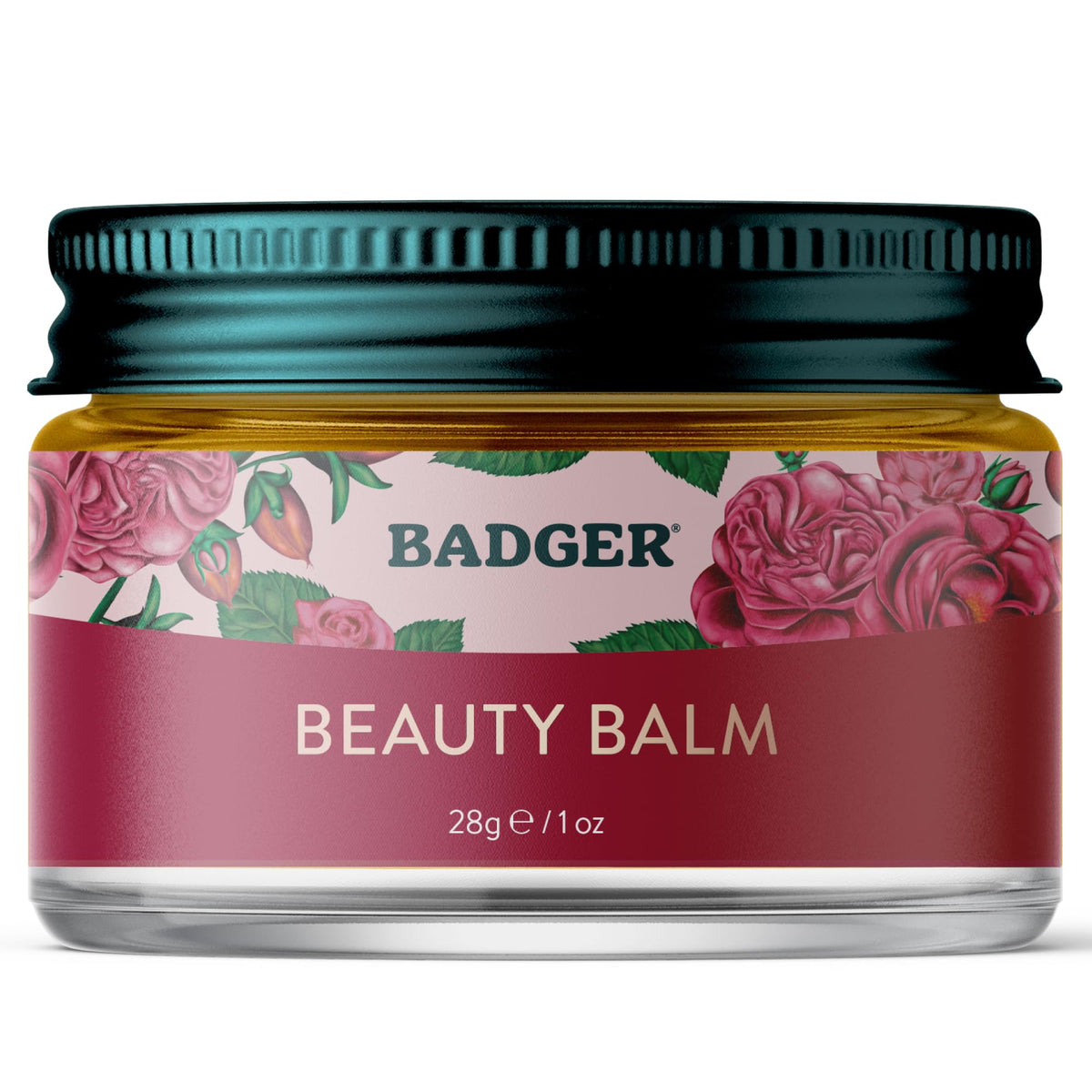 Badger jar front view showing label and organic balm benefits