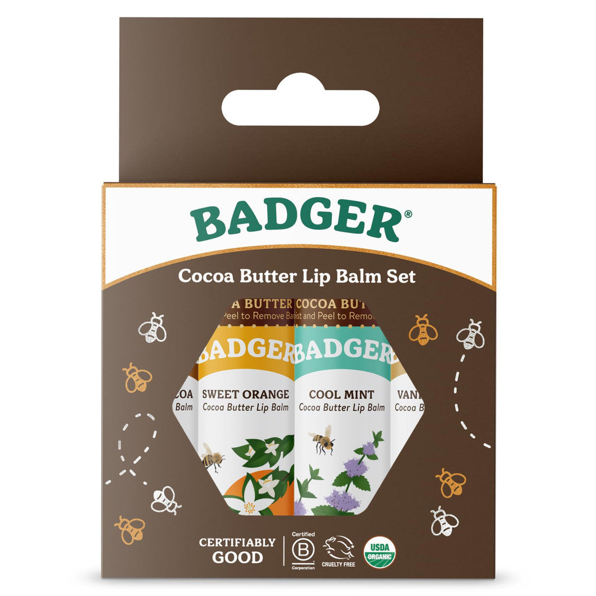 Badger single stick close-up revealing creamy cocoa butter texture