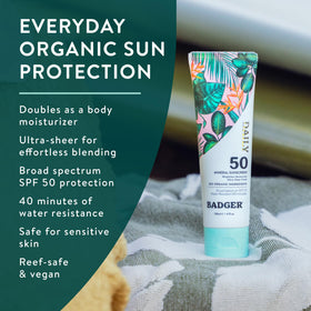 Badger lotion texture close-up highlighting smooth spreadability and hydration