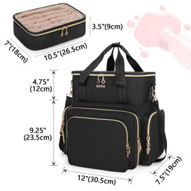 BAFASO side pocket filled with brushes and powders showing quick access