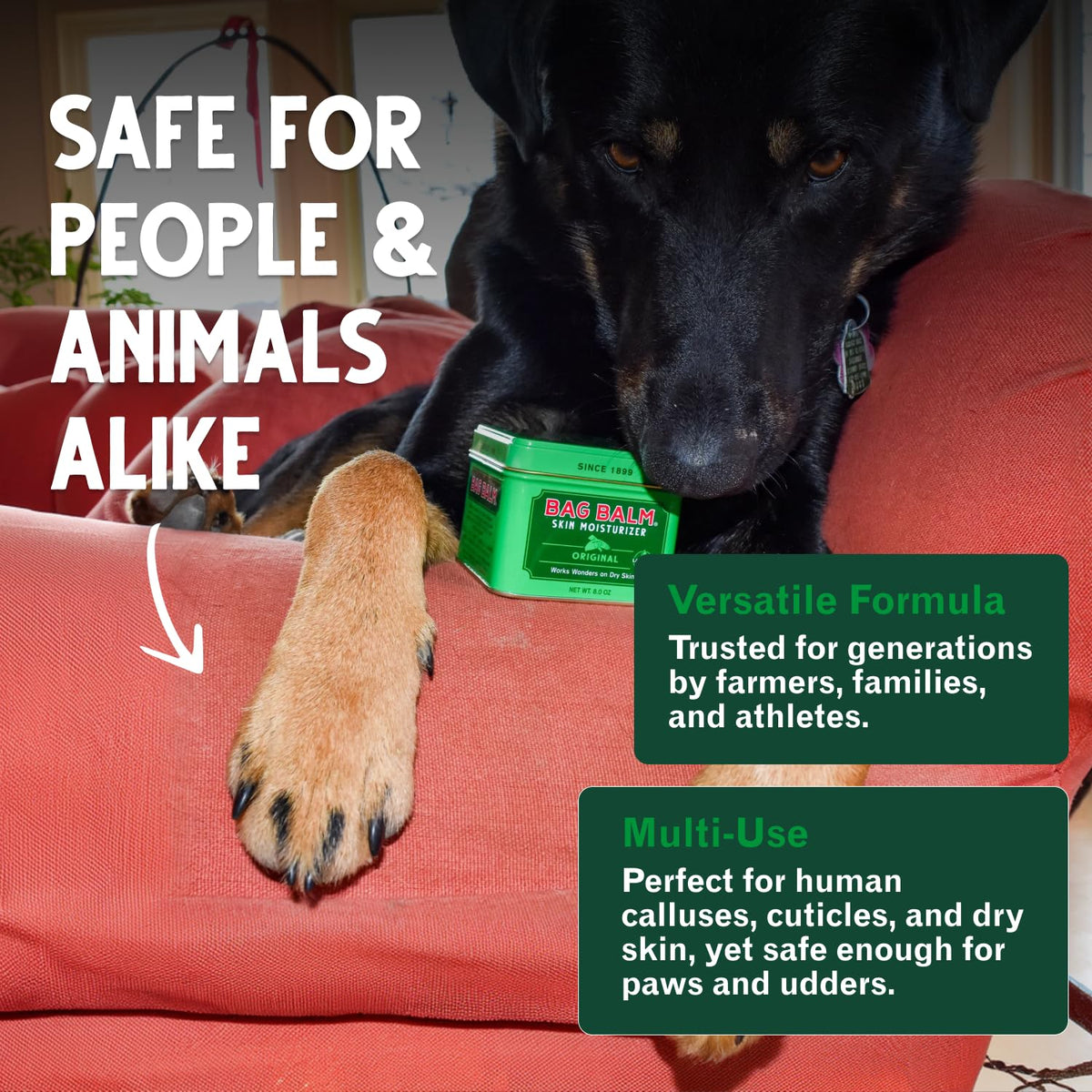 Bag Balm used on feet with socks overnight for deep moisturization benefit