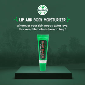 Person applying Bag Balm to lips demonstrating brand soothing chapped lips benefit