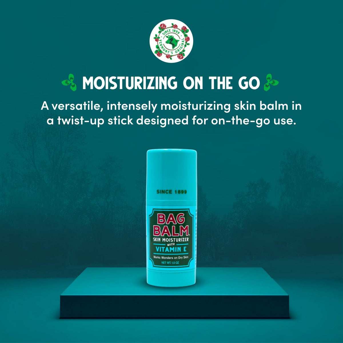Bag Balm twist-up action with cap off demonstrating mess-free application