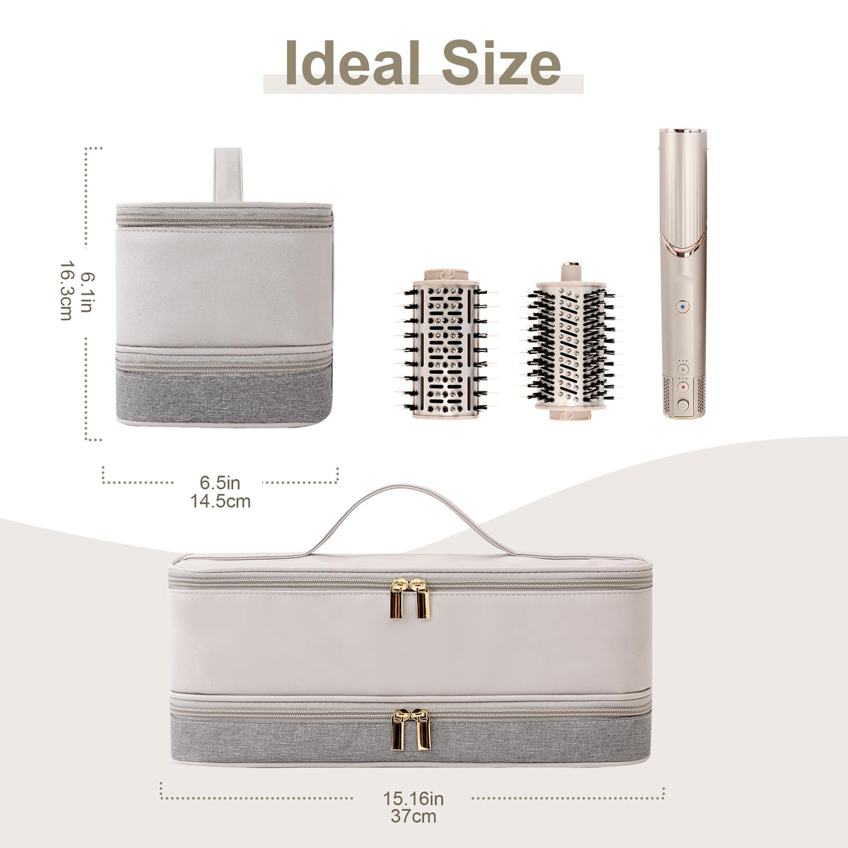 BAGCRAZY included wooden comb beside organized styling accessories