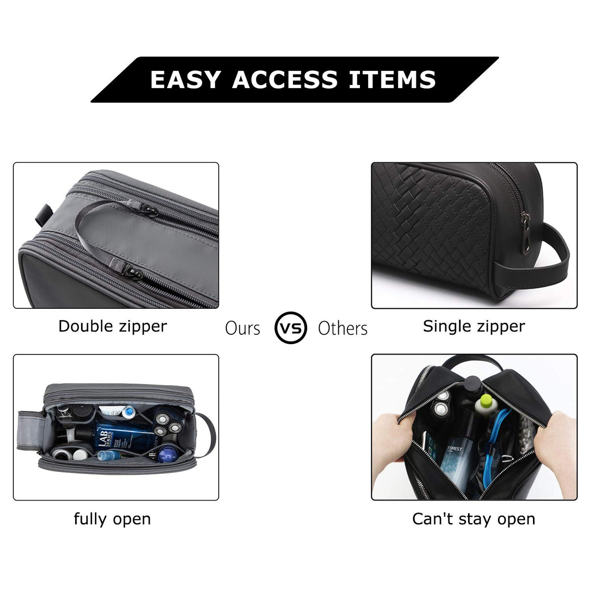 BAGSMART back pocket with hidden snap closure securing contents and preventing zipper snagging