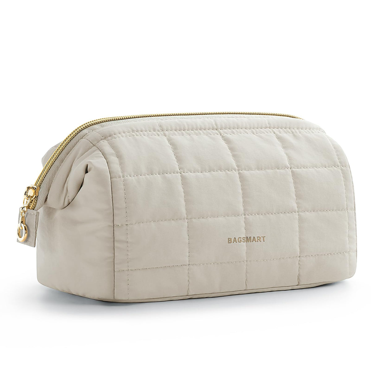 BAGSMART beige front view showing quilted design and zipper for stylish protection
