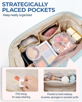 BAGSMART interior with brushes neatly stored upright showing organized brush protection
