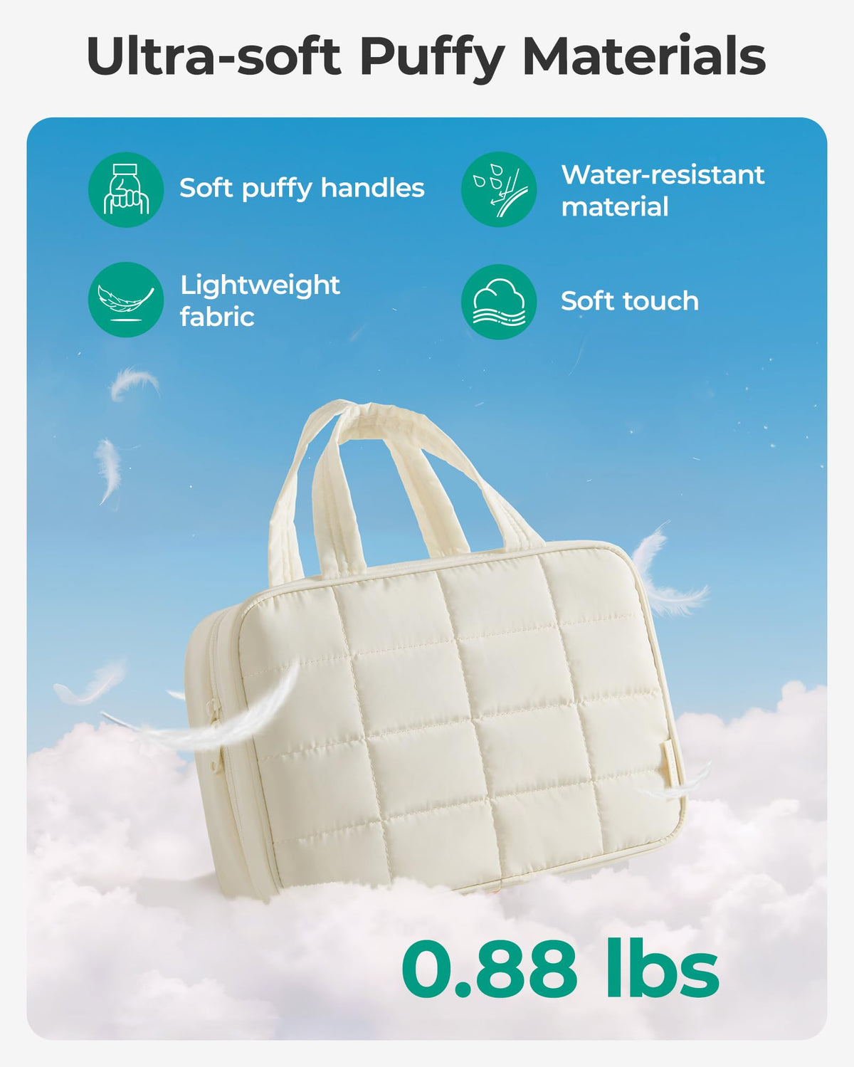 BAGSMART camel fabric close-up showing puffy nylon texture, durable protection