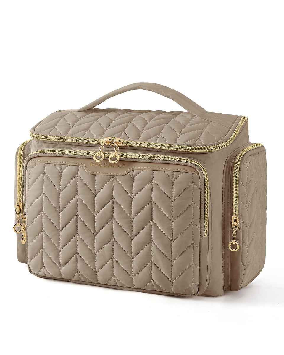 BAGSMART front view showing camel color and organized exterior benefits