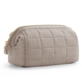 BAGSMART camel bag front view; stylish protection for toiletries