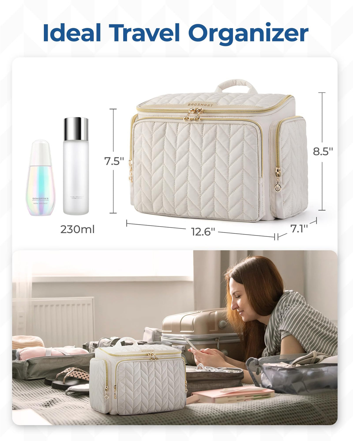 BAGSMART handle held to show scale and comfortable grab for travel