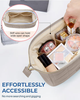 BAGSMART camel bag on travel lounge; convenient on-the-go access