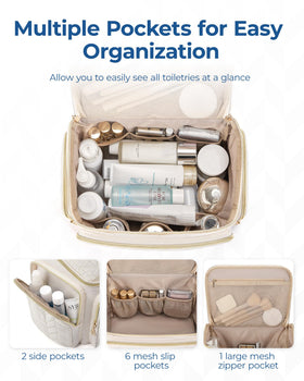 BAGSMART interior mesh pockets holding travel bottles for tidy storage