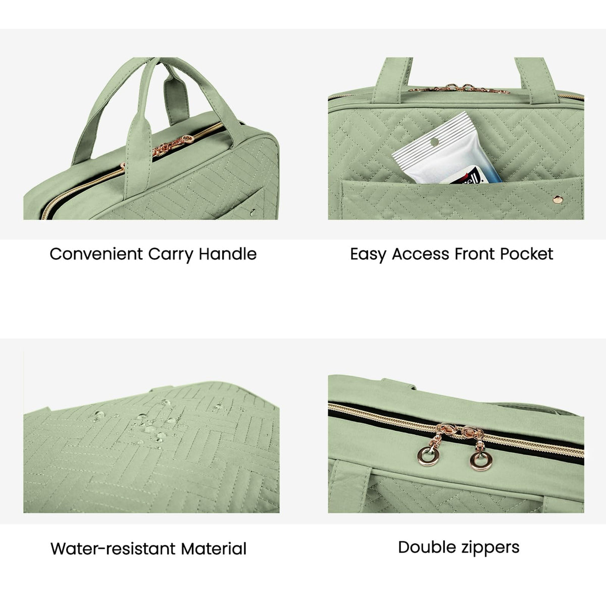 BAGSMART carry handle and double-zipper for fast access and secure closure