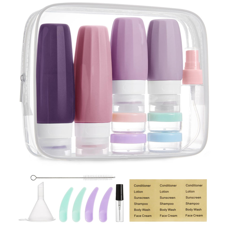 BAGSMART clear pouch front view showing organized TSA-friendly kit