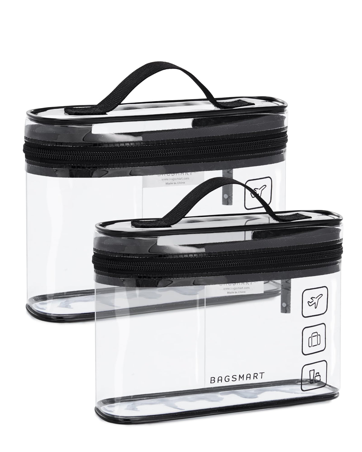 BAGSMART clear toiletry bag front view shows transparent organization benefit
