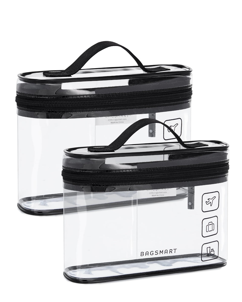 BAGSMART clear toiletry bag front view shows transparent organization benefit