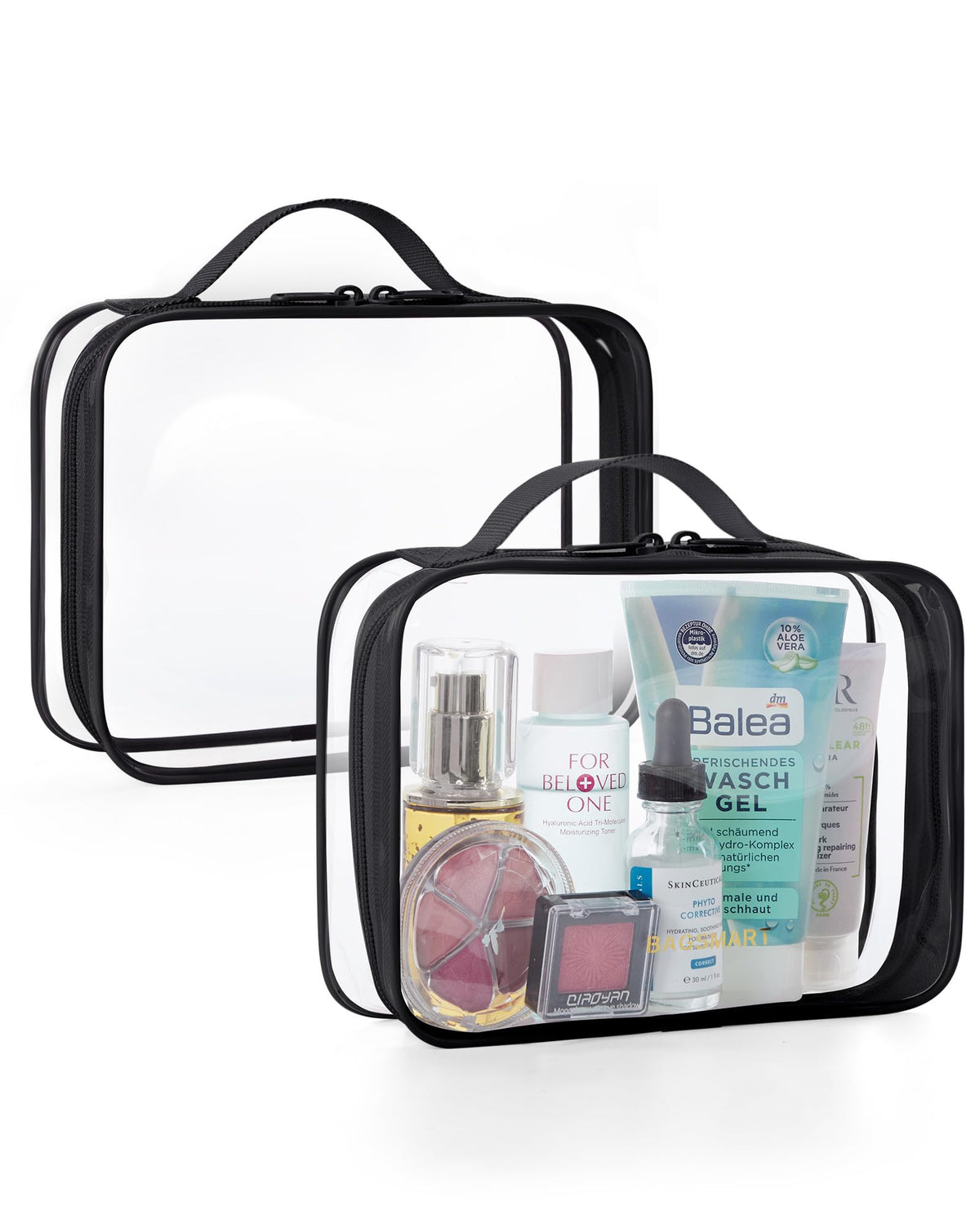 BAGSMART front view of clear pouch shows TSA-compliant design and easy visibility