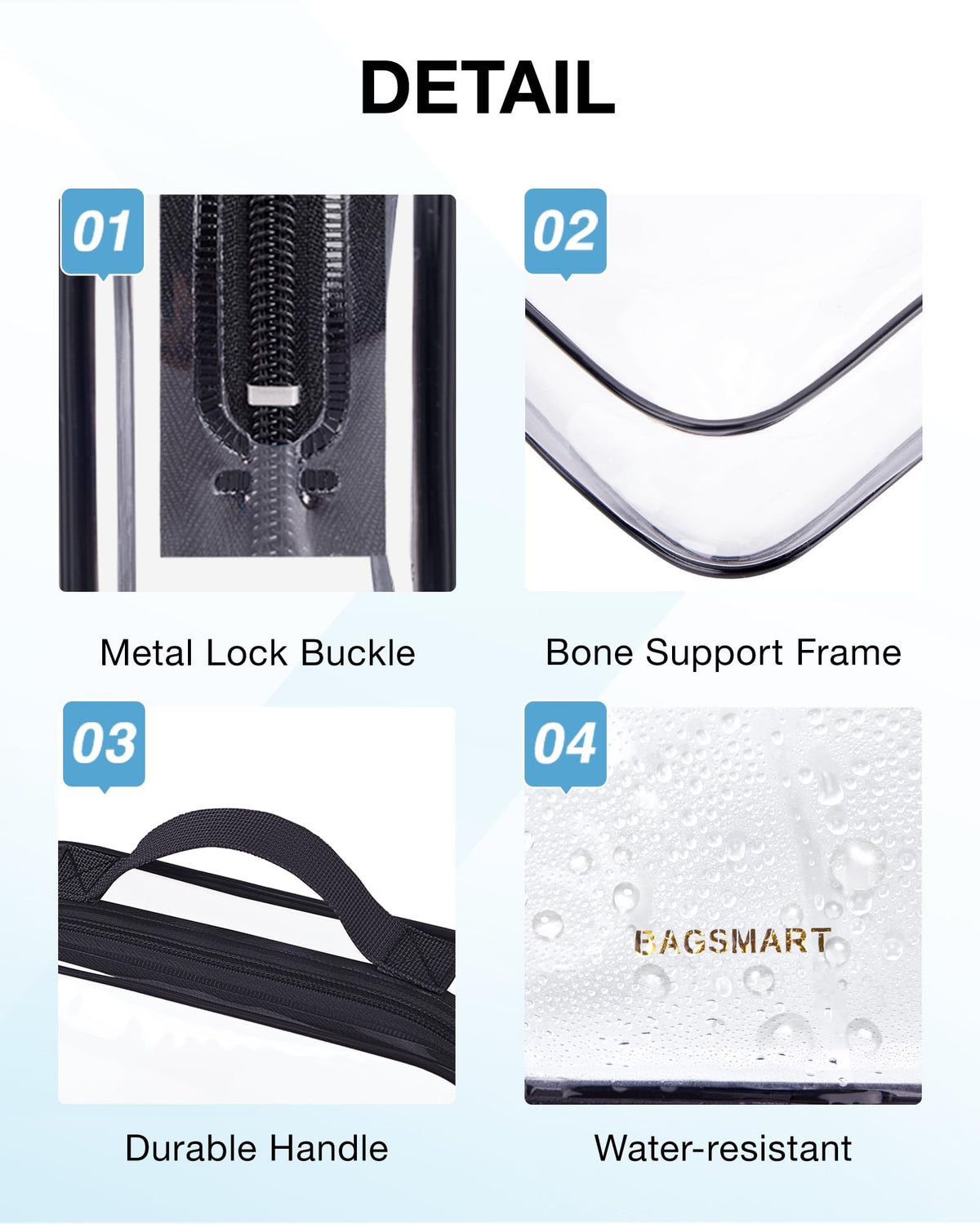 BAGSMART pouch in airport bin demonstrating fast security inspection benefit
