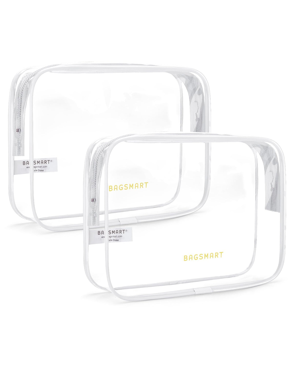 BAGSMART clear toiletry bag front view showing transparent storage and TSA readiness