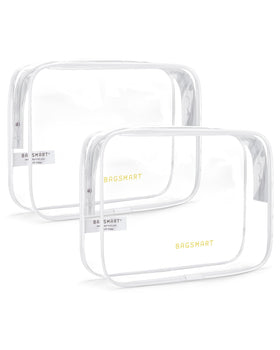 BAGSMART clear toiletry bag front view showing transparent storage and TSA readiness