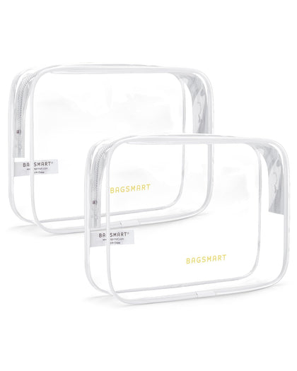 BAGSMART clear toiletry bag front view showing transparent storage and TSA readiness