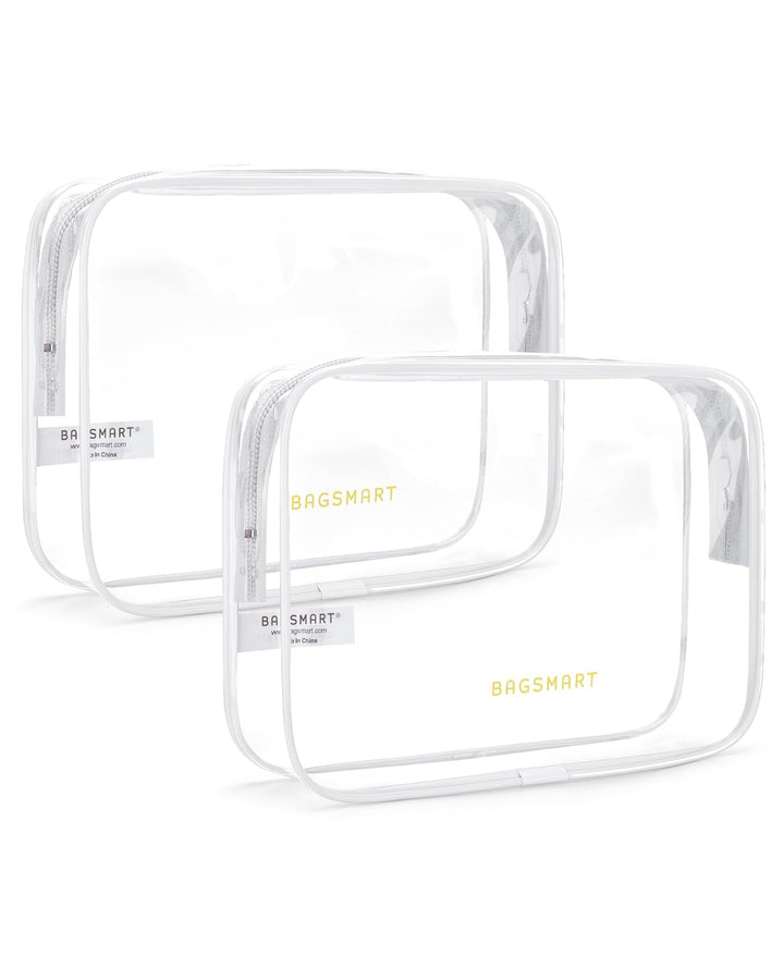 BAGSMART clear toiletry bag front view showing transparent storage and TSA readiness