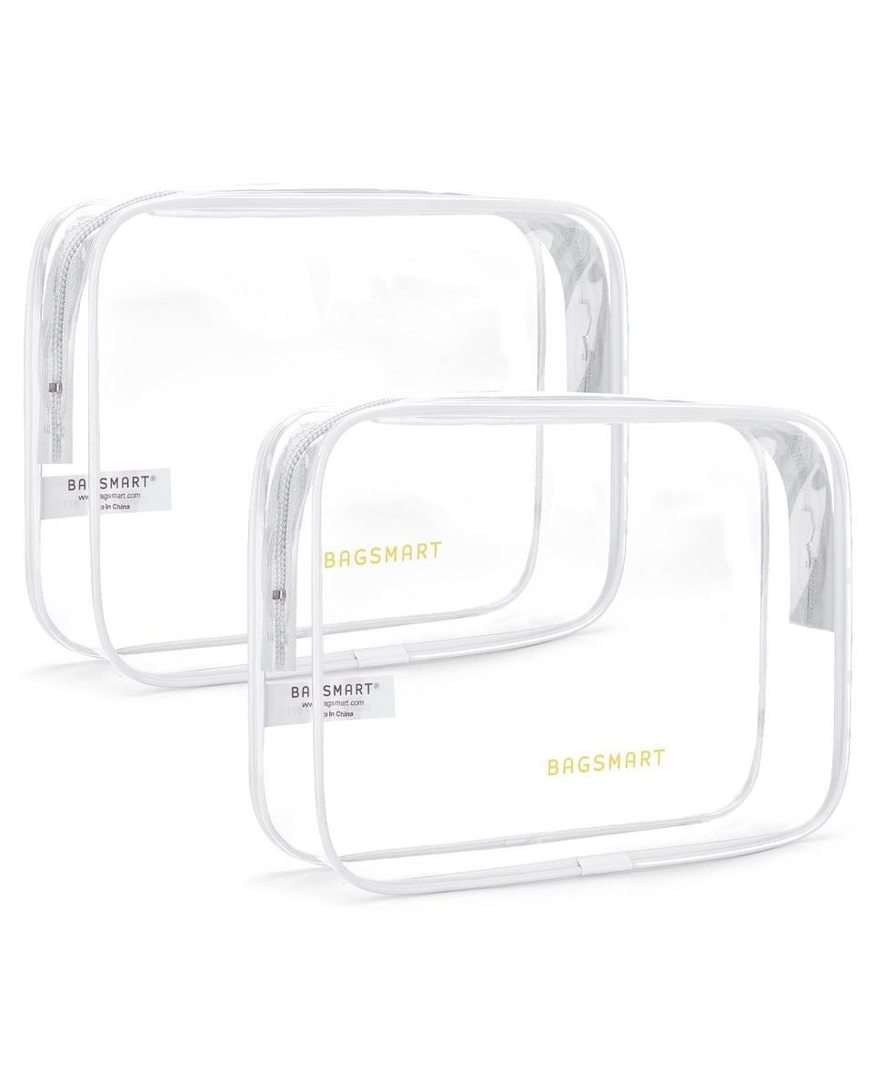 BAGSMART clear toiletry bag front view showing transparent storage and TSA readiness