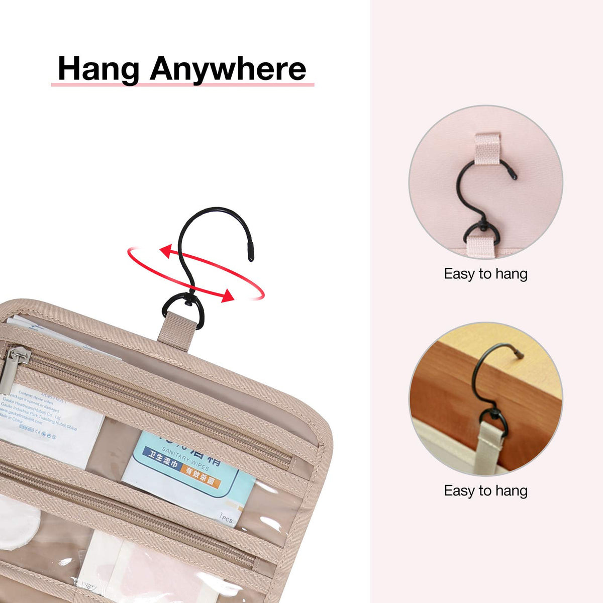 BAGSMART double-zip compartment open for fast access to essentials