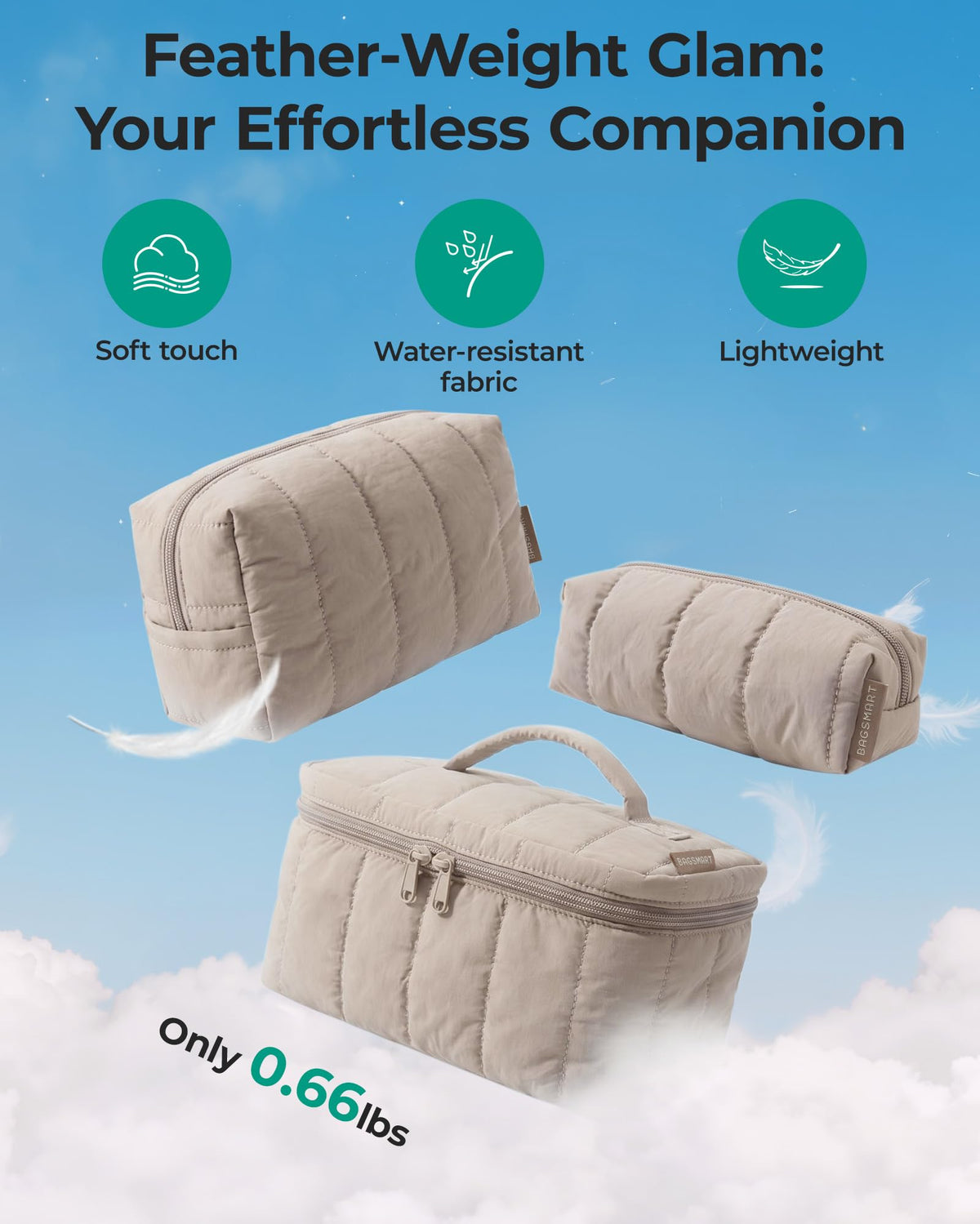 BAGSMART double zipper and reinforced stitching detail for durable closure