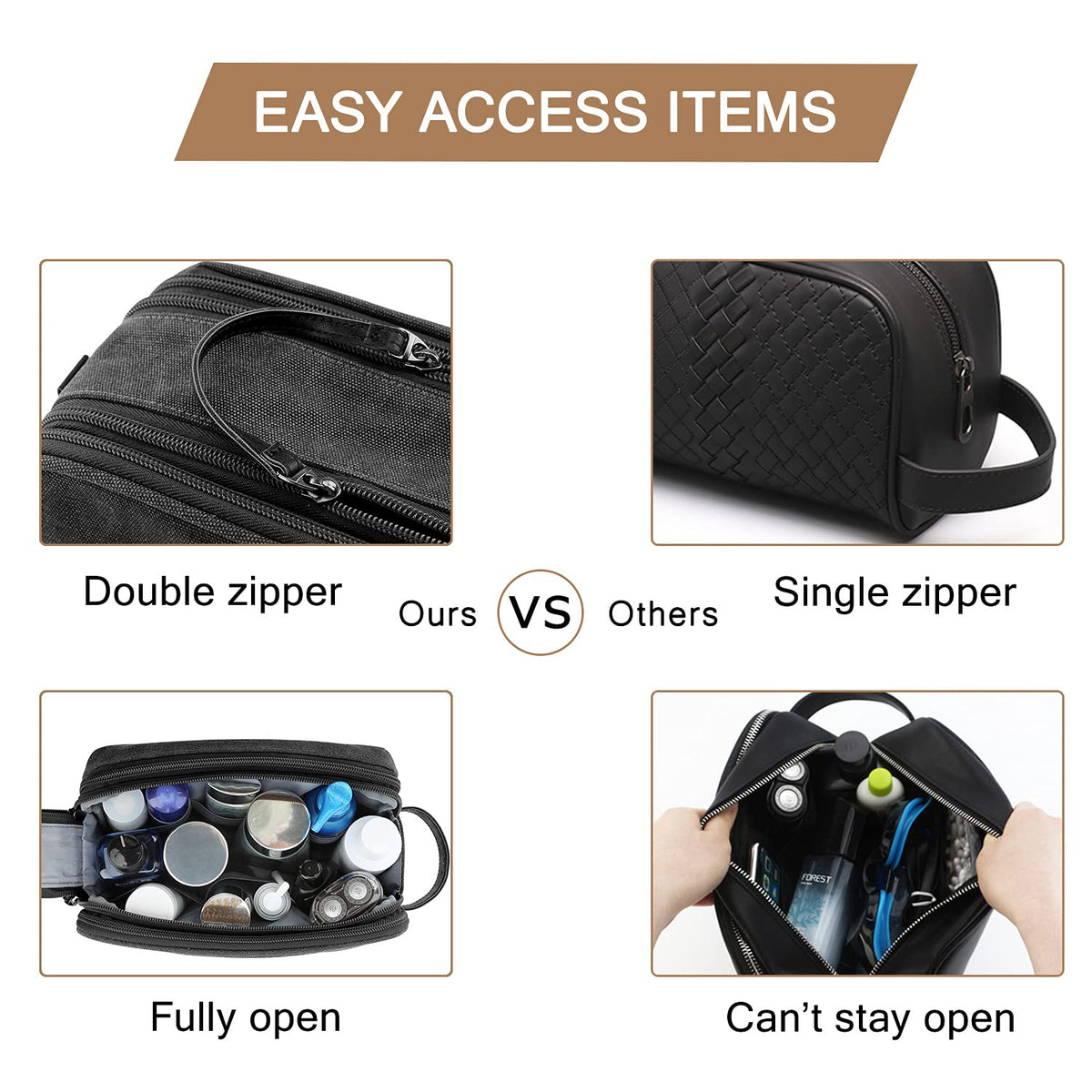 BAGSMART elastic band detail holding razor and grooming tools securely