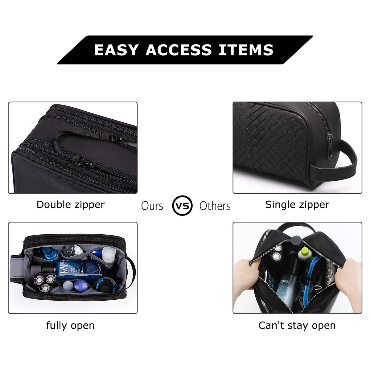 BAGSMART elastic bottle holders keeping travel bottles upright and spill-free