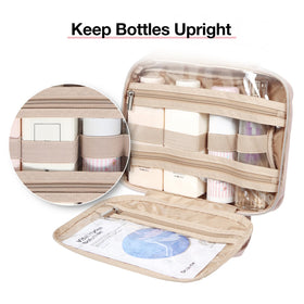 BAGSMART elastic straps holding bottles upright to prevent spills